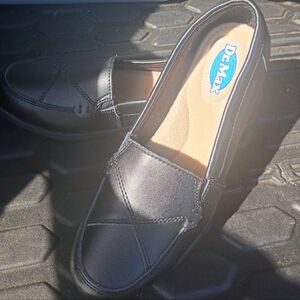 Dr Max Women 7.5 Slip On Leather Comfort Arch  Loafer Cushioned Shoes Black